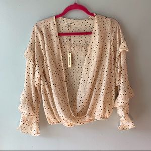 MAX STUDIO NWT Polka Dot Ruffled Blouse Size XS